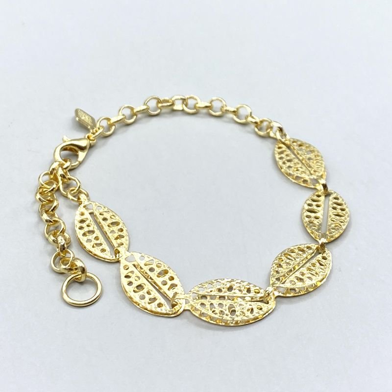 Pulseira Folheado Folhas Duplas Vazadas Elos Cartier