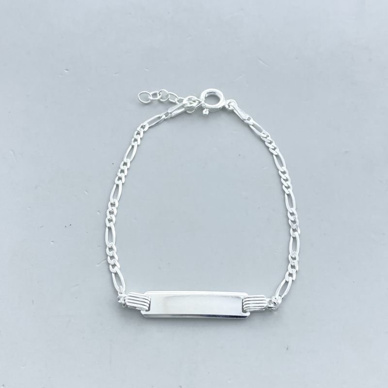 Pulseira Prata925 Elos Fígaro Placa Lisa
