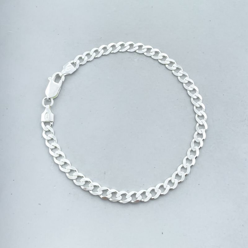 Pulseira Prata925 Elos Grumet Grosso Fecho Mosquetão