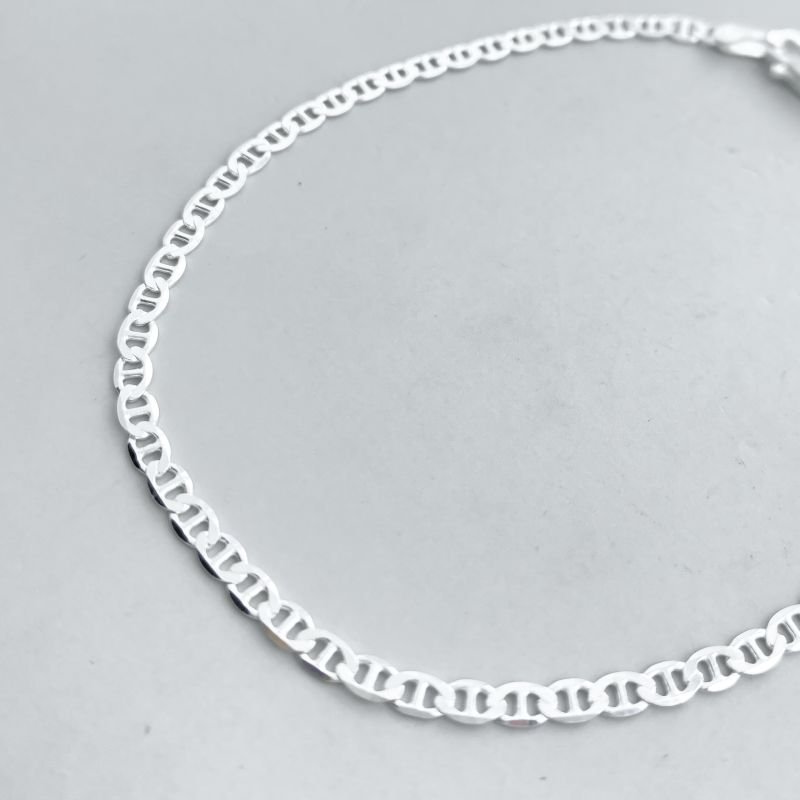 Pulseira Prata925 Elos Piastrine Fecho Italiano