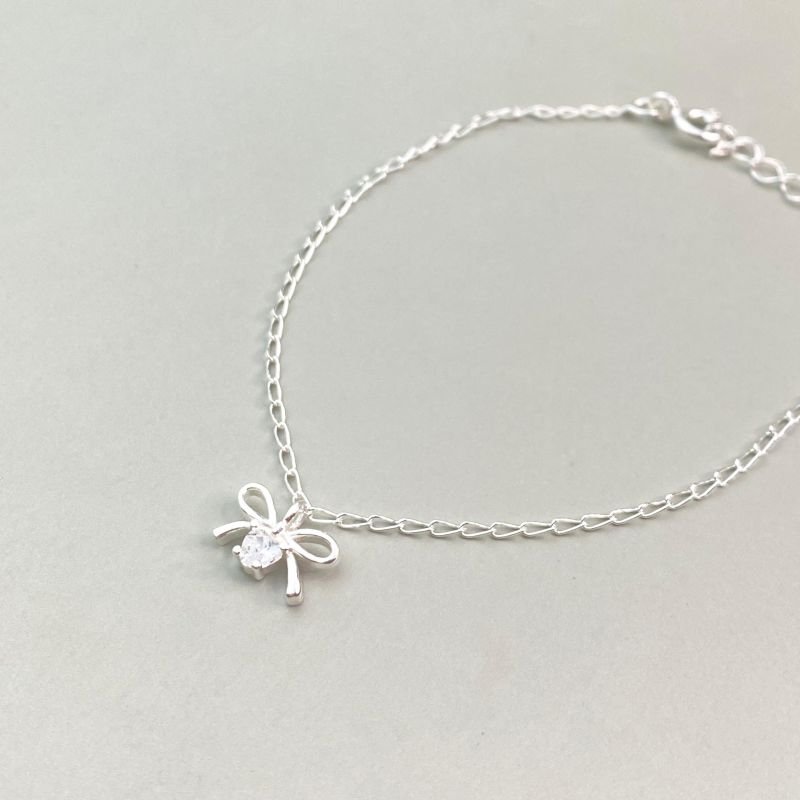 Pulseira Prata925 Laço Vazado Zircônia Coração Delicado