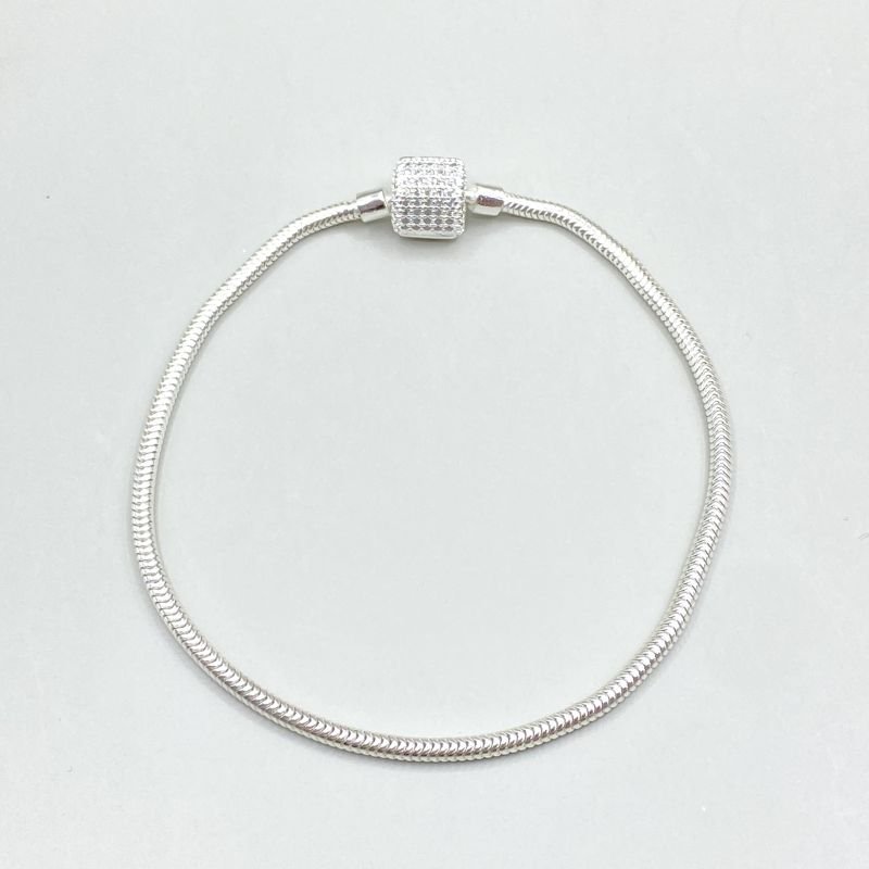 Pulseira Prata925 Para Berloque Vida Fecho Cravejado