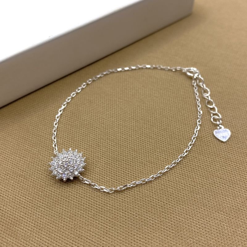 Pulseira Prata925 Redondo Semelhante Flor Cravejada