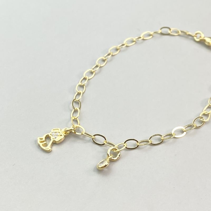 Pulseira Semijoia Cachorro Cravejado com 1 Pedrinha Zircônia