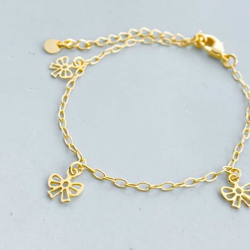 Pulseira Semijoia com 3 Laços Vazado Liso Delicada