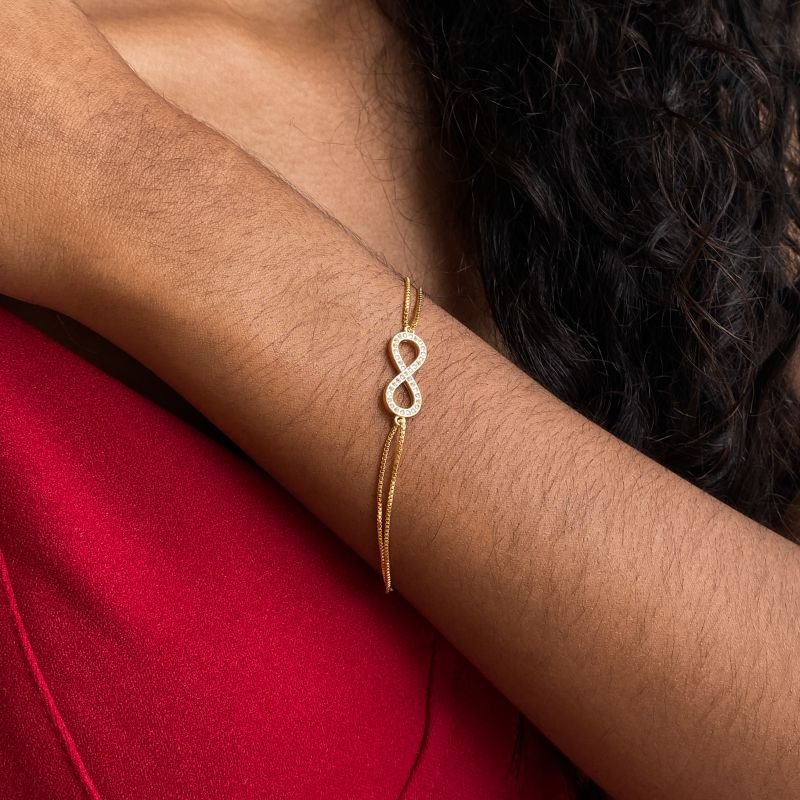 Pulseira Semijoia Corrente Dupla Infinito Cravejado Zircônia Delicada