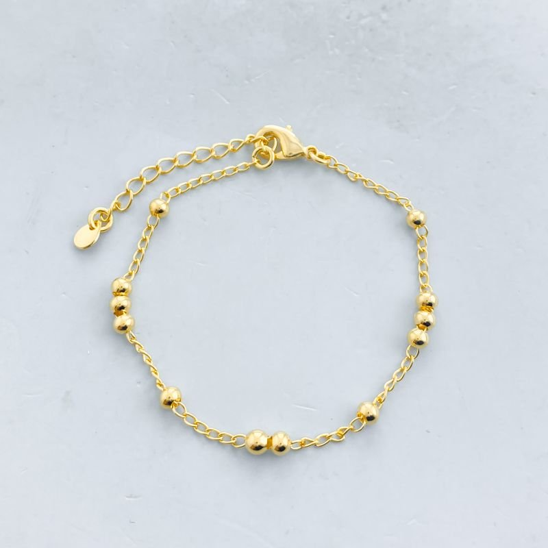 Pulseira Semijoia Delicada com 11 Bolinhas Lisas