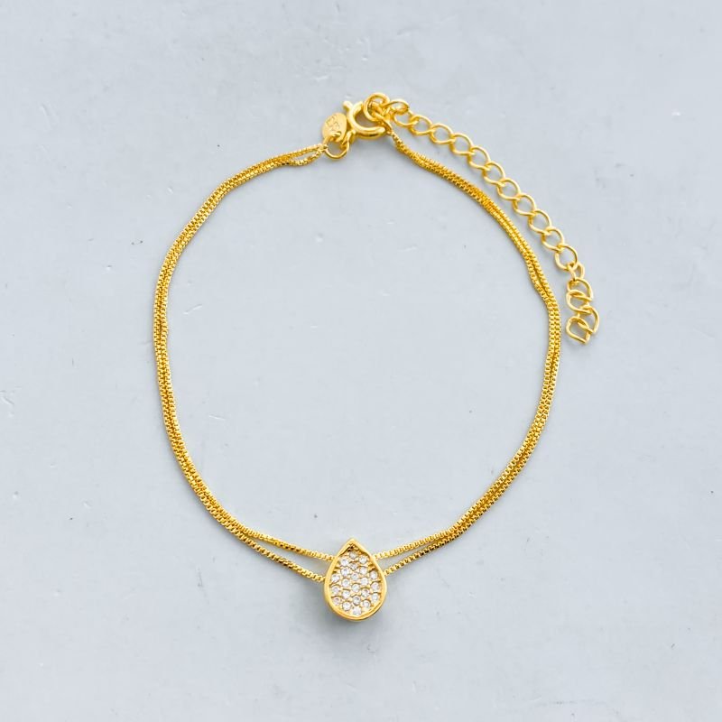 Pulseira Semijoia Dupla Gota Cravejada Delicada
