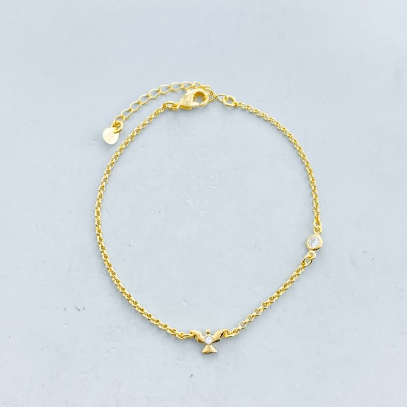 Pulseira Semijoia Elos Português Pomba com 1 Pedrinha