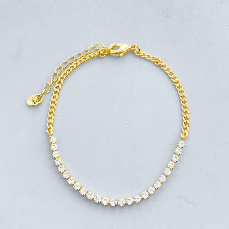 Pulseira Semijoia Groumet e Riviera Zircônias