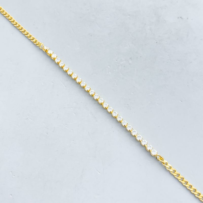 Pulseira Semijoia Groumet e Riviera Zircônias