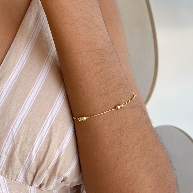 Pulseira Semijoia Lisa com 8 Bolinhas