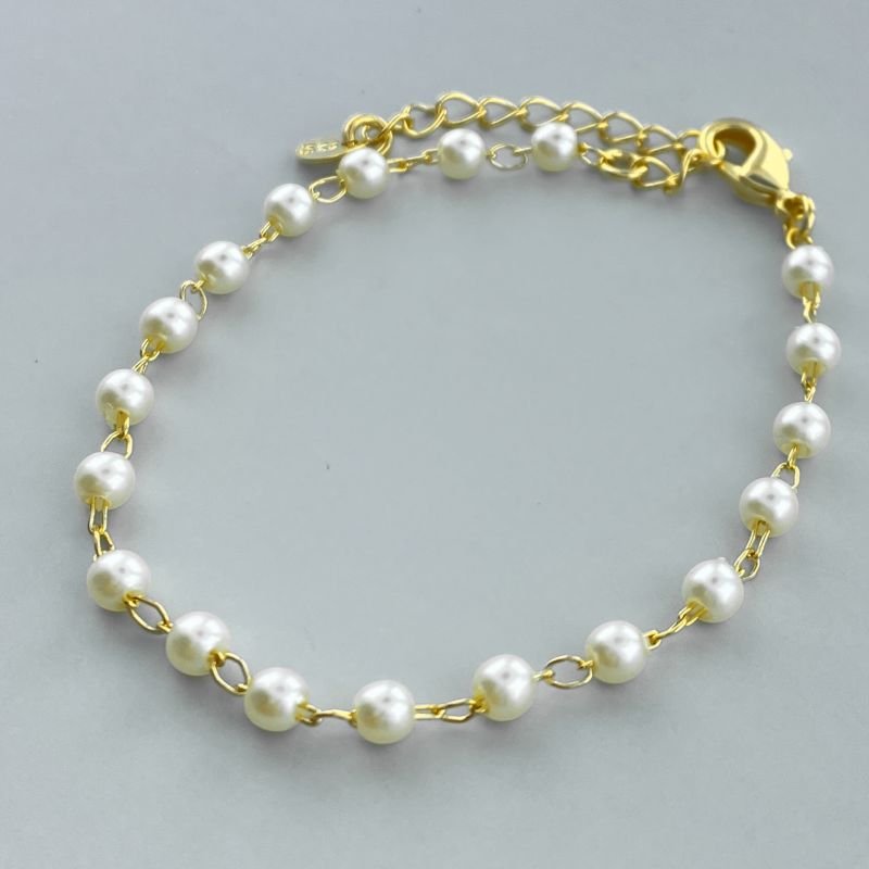 Pulseira Semijoia Pérolas Pequenas 15cm
