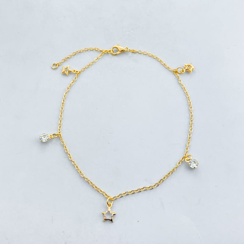 Tornozeleira Bijuteria Pedras e Estrelas