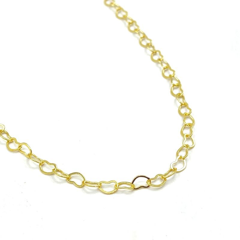 Tornozeleira Folheado Elos Corações Vazados